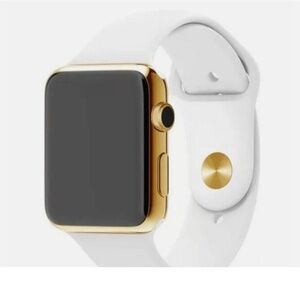 APPLE WATCH Band 24K Gold Plated Sport White (38mm-41mm)(NEW) $170 MSRP